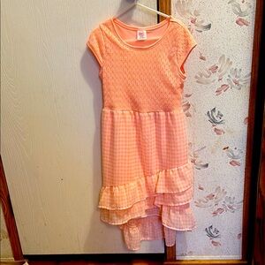 Wonder Nation Orange Flutter Sleeve Tiered Sundress. The color is peachy